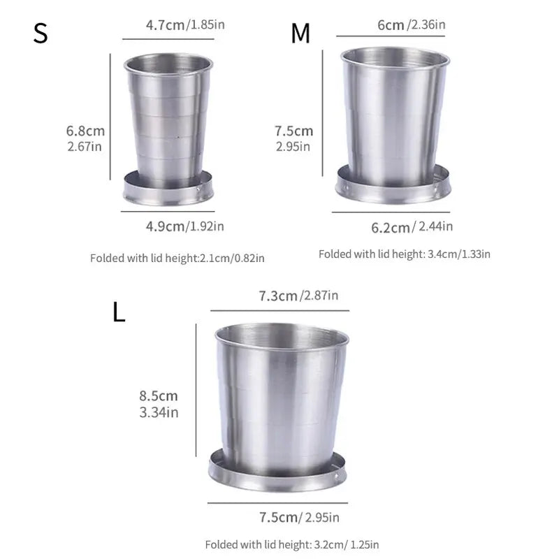 Tasse télescopique portable en métal et acier inoxydable