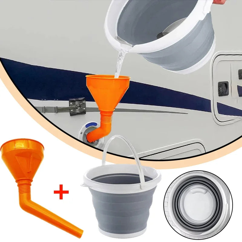 Ensemble d'entonnoir d'eau - Seau pliable en silicone de 10l